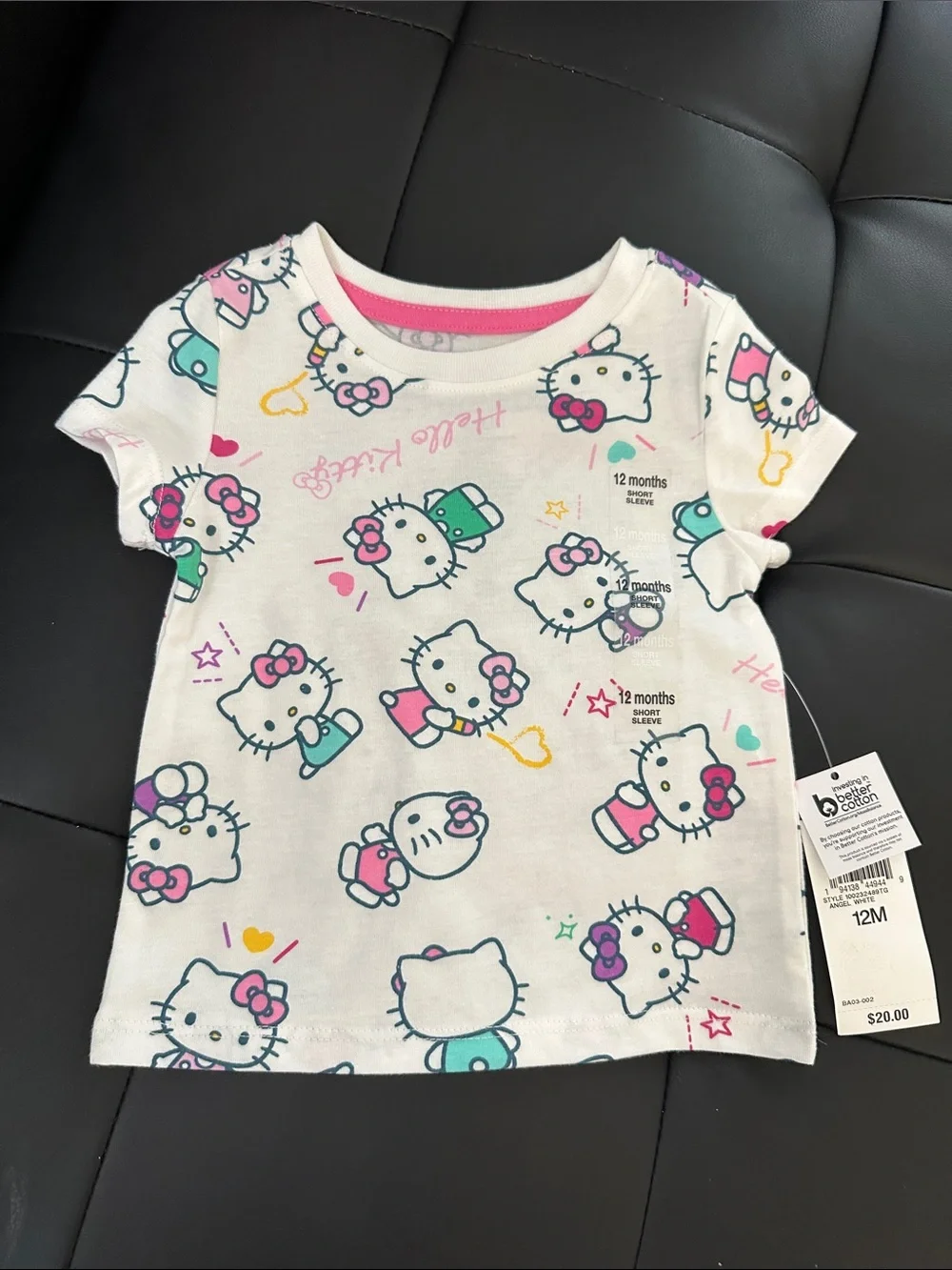 Hello Kitty White Tee with Pink & Teal Accents - Short Sleeve